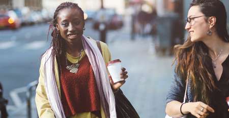 Two women laughing