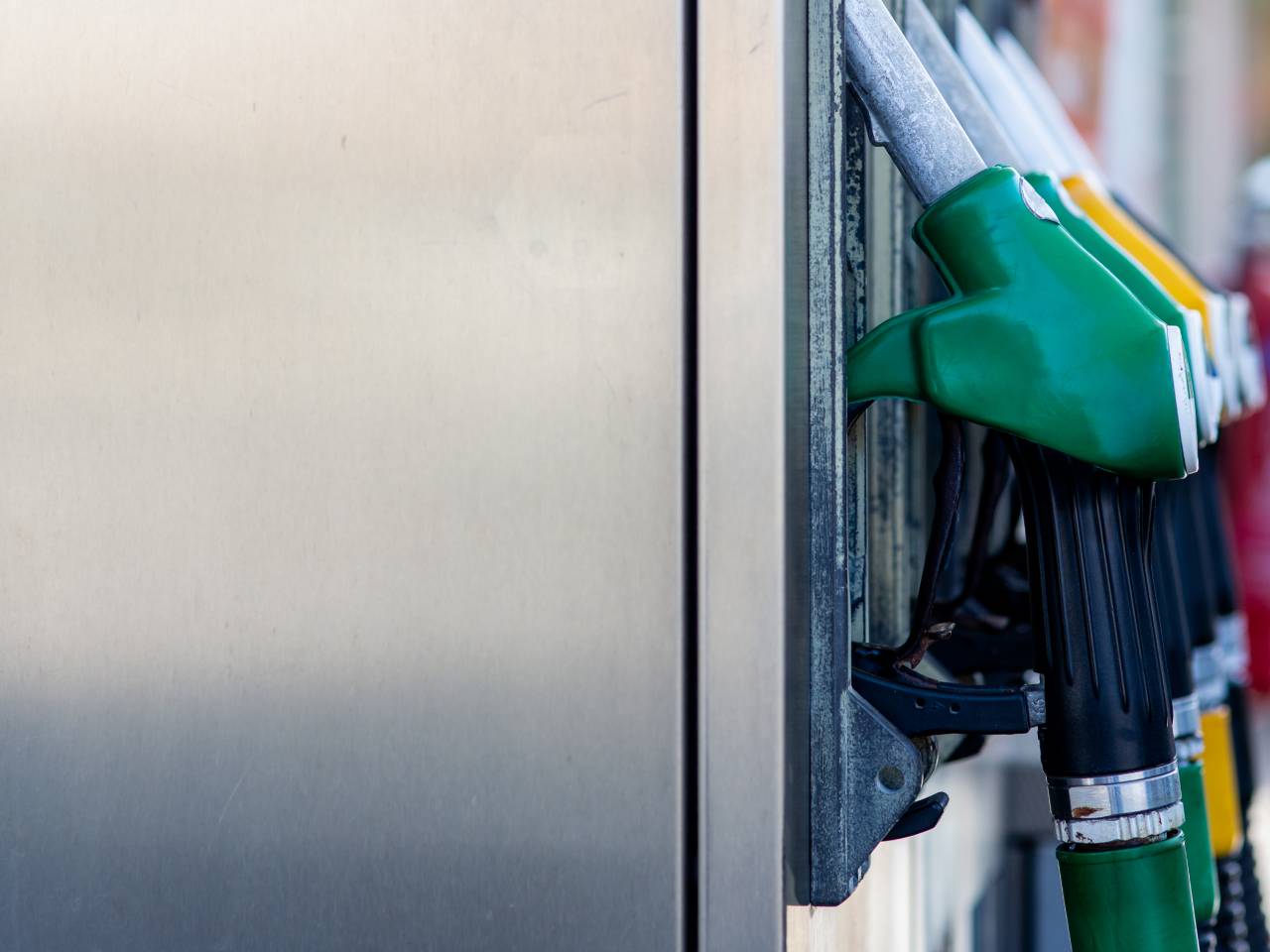 Different coloured petrol pumps