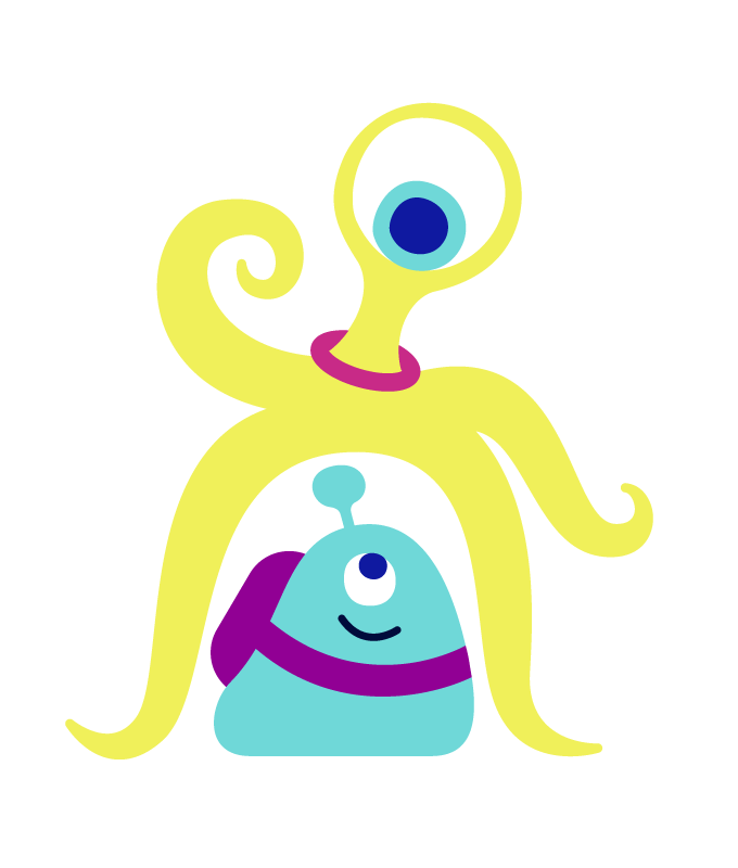 Miss Octopws yn sefyll dros Miss Blobby Blue